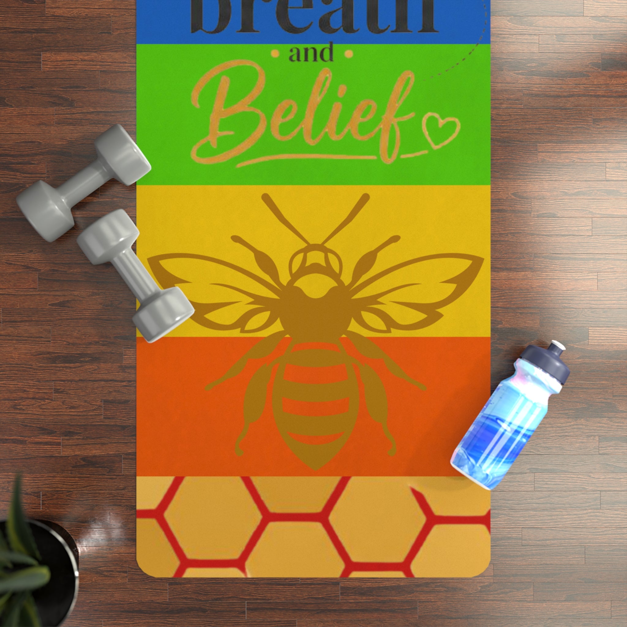 Buzzing on Breath & Belief Chakra Rubber Yoga Mat